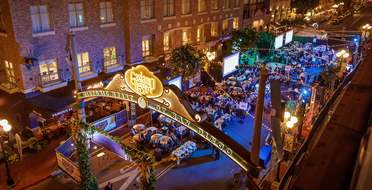 Gaslamp Quarter at night